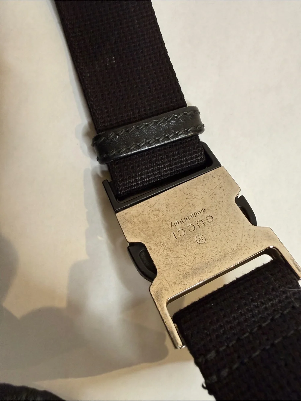 Gucci Black Embossed GG Leather Belt Bag with Web Accent